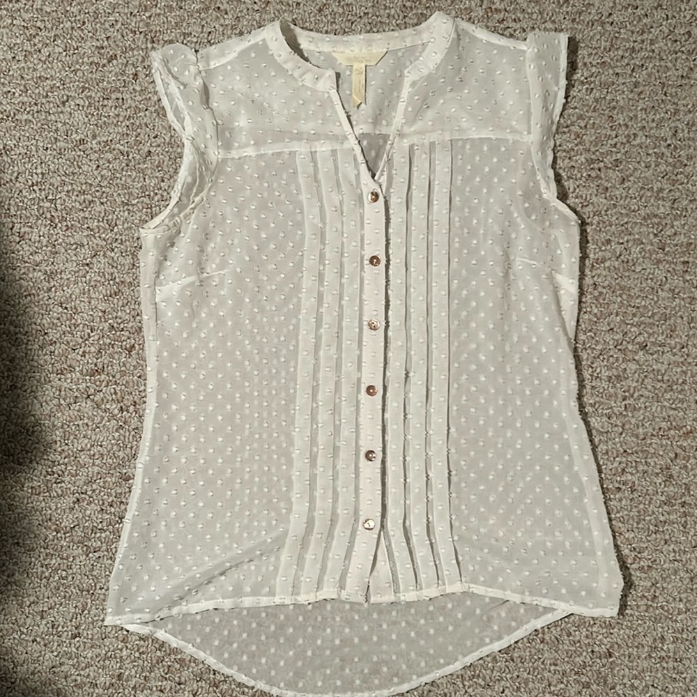 Matilda Jane Mom Swiss Dot White Blouse Size Small